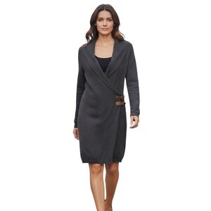 Ralph Lauren Charcoal Gray Sweater Dress With Buckle Side